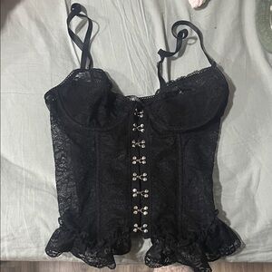 Dolls Kill Black Lace Corset Top
